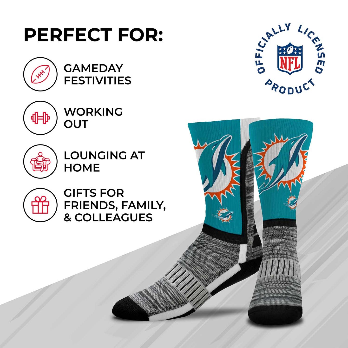 Miami Dolphins NFL V Curve Socks - Teal