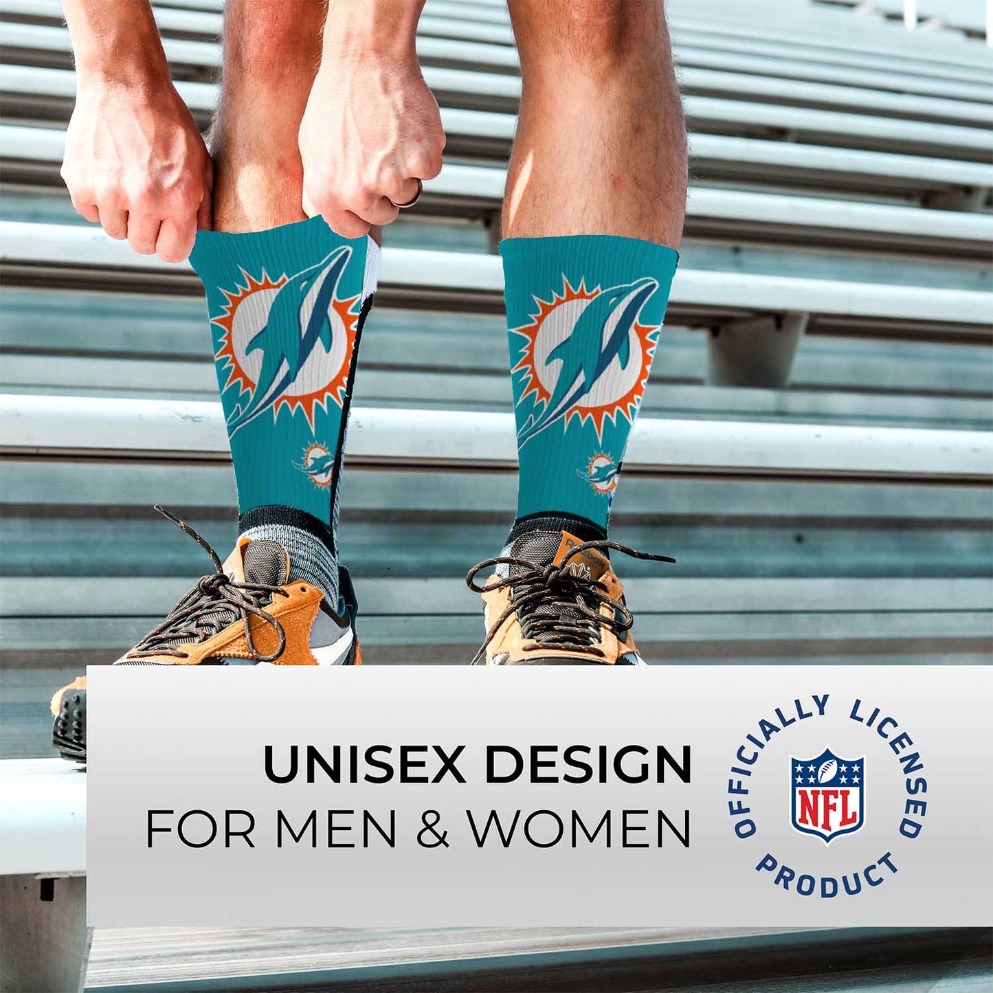 Miami Dolphins NFL V Curve Socks - Teal