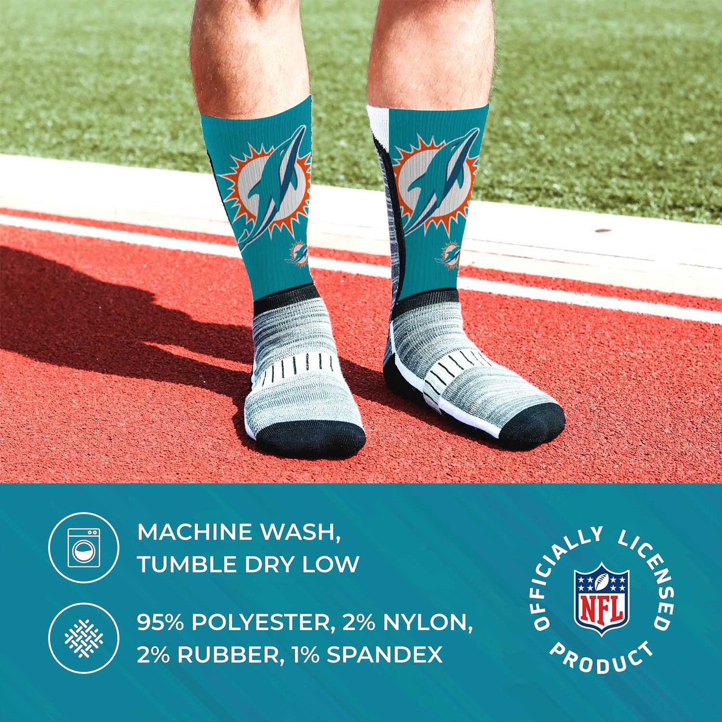 Miami Dolphins NFL V Curve Socks - Teal