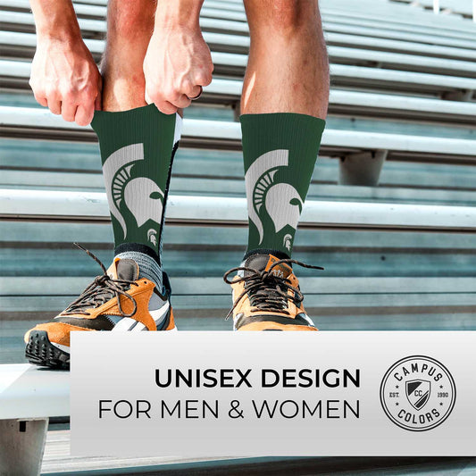 Michigan State Spartans NCAA Adult State and University Crew Socks - Green