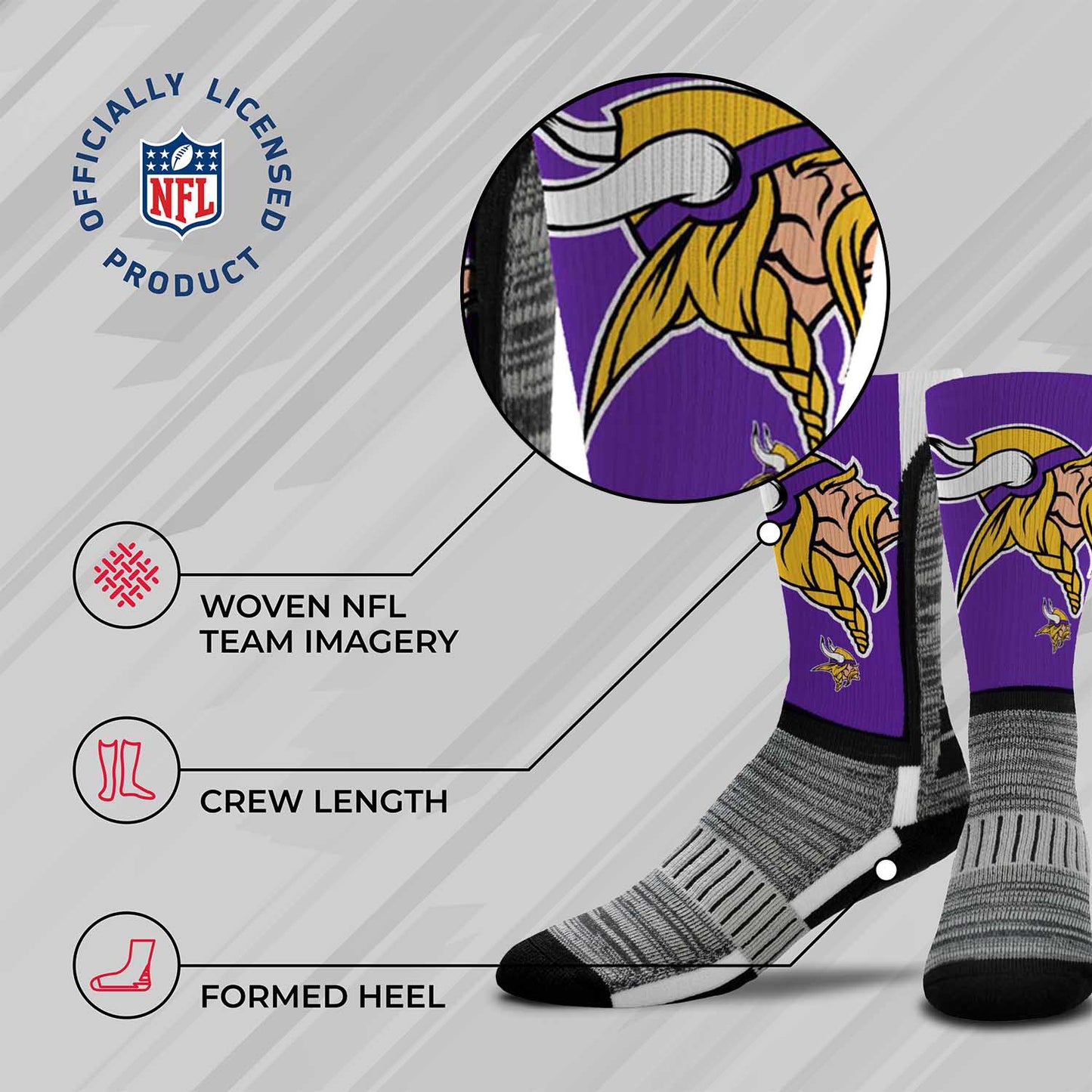 Minnesota Vikings NFL Youth V Curve Socks - Purple