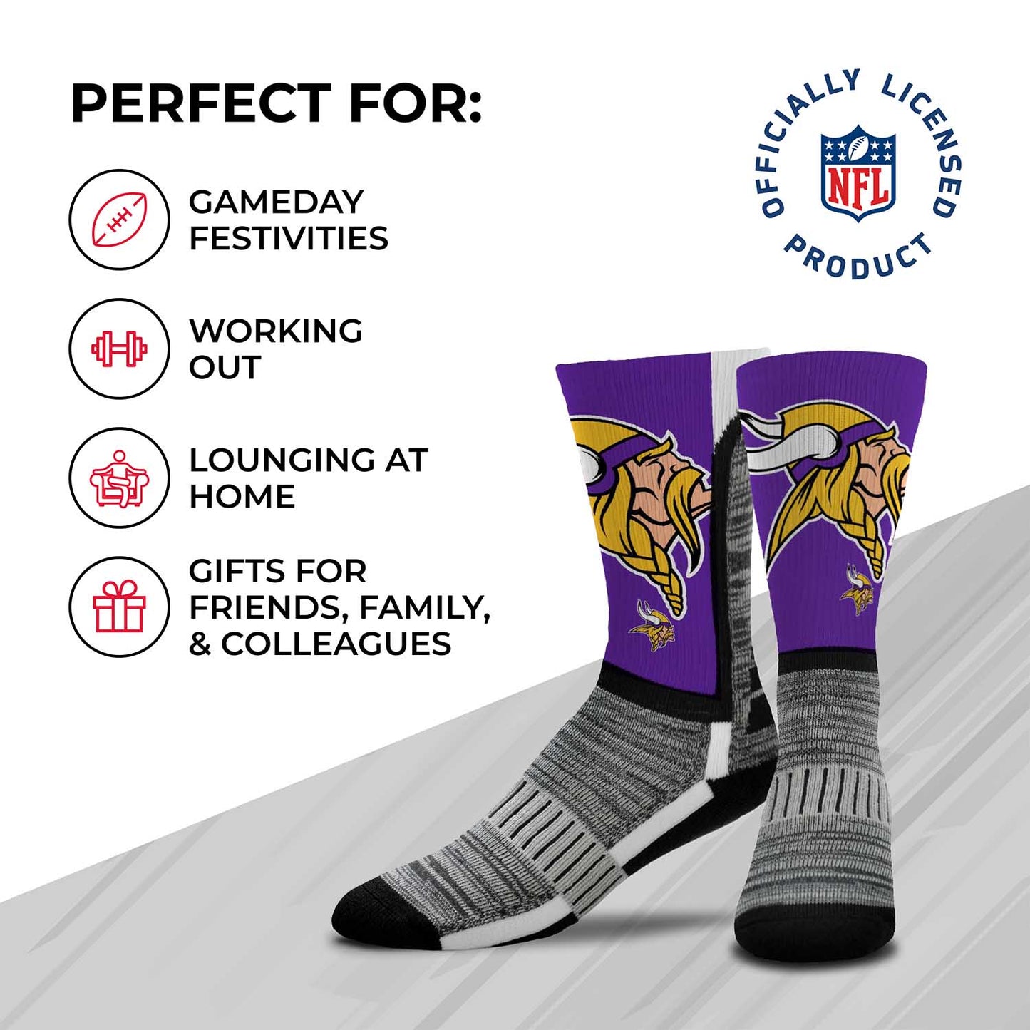 Minnesota Vikings NFL Youth V Curve Socks - Purple