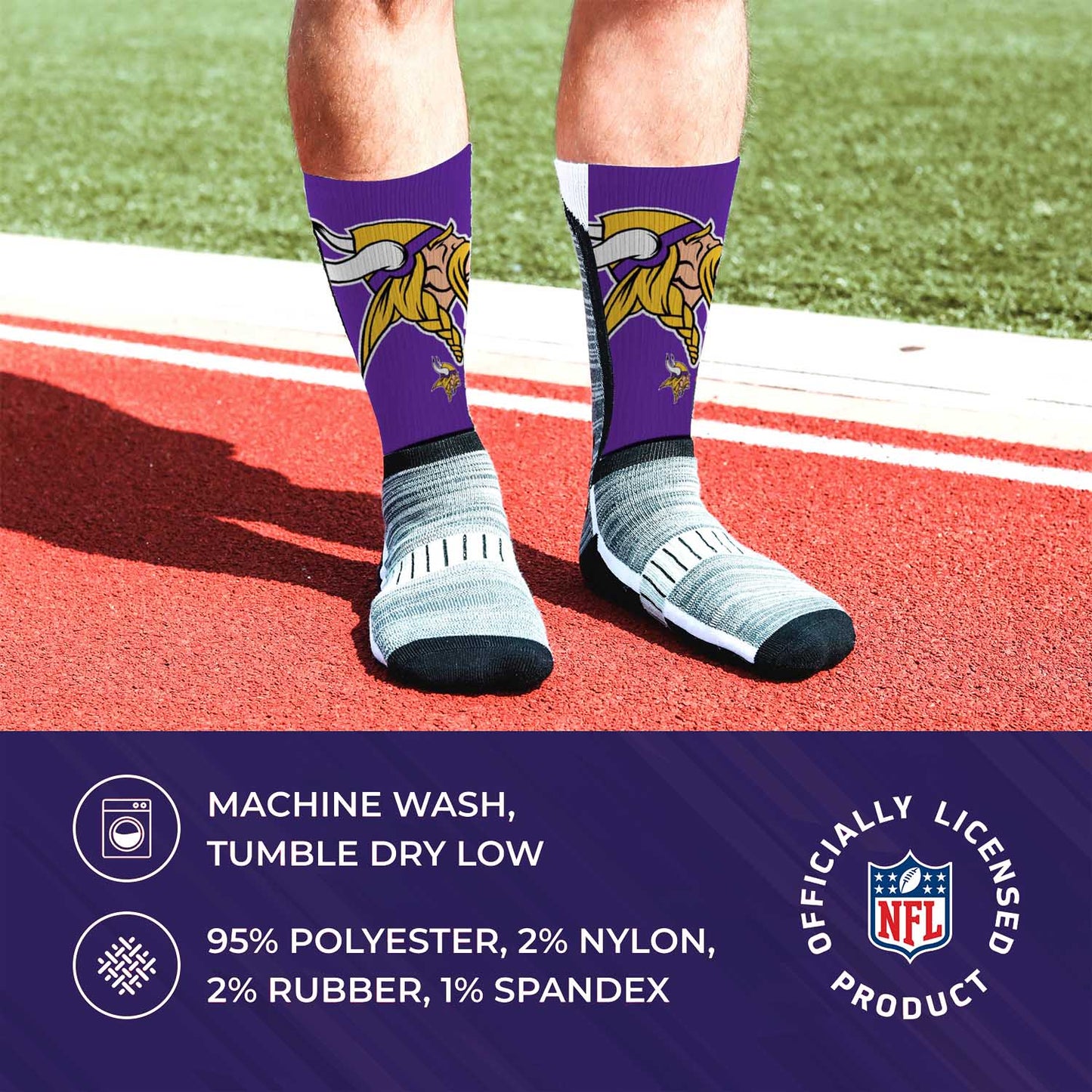 Minnesota Vikings NFL Youth V Curve Socks - Purple
