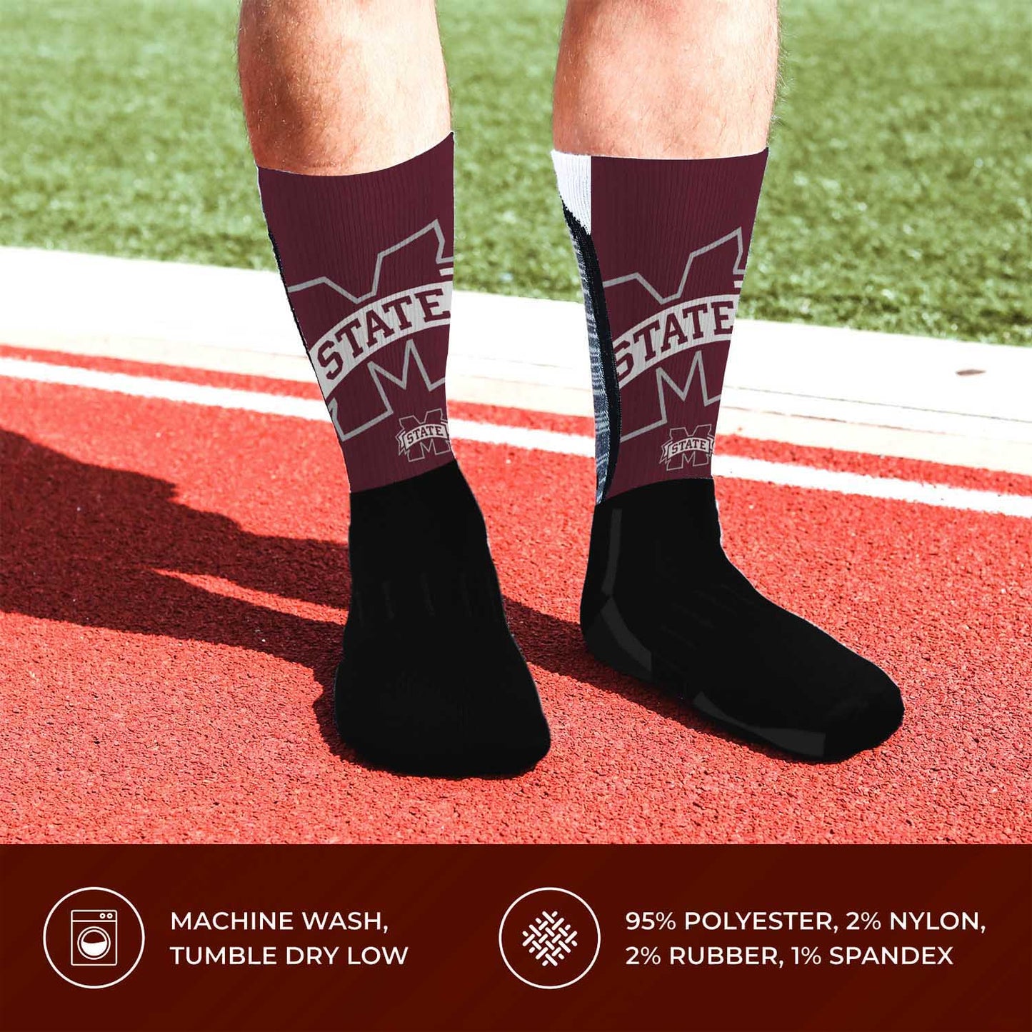 Mississippi State Bulldogs NCAA Adult State and University Crew Socks - Black