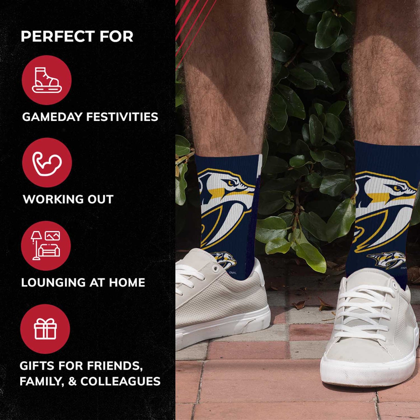 Nashville Predators Adult NHL Zoom Curve Team Crew Socks - Navy