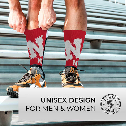 Nebraska Cornhuskers NCAA Adult State and University Crew Socks - Cardinal