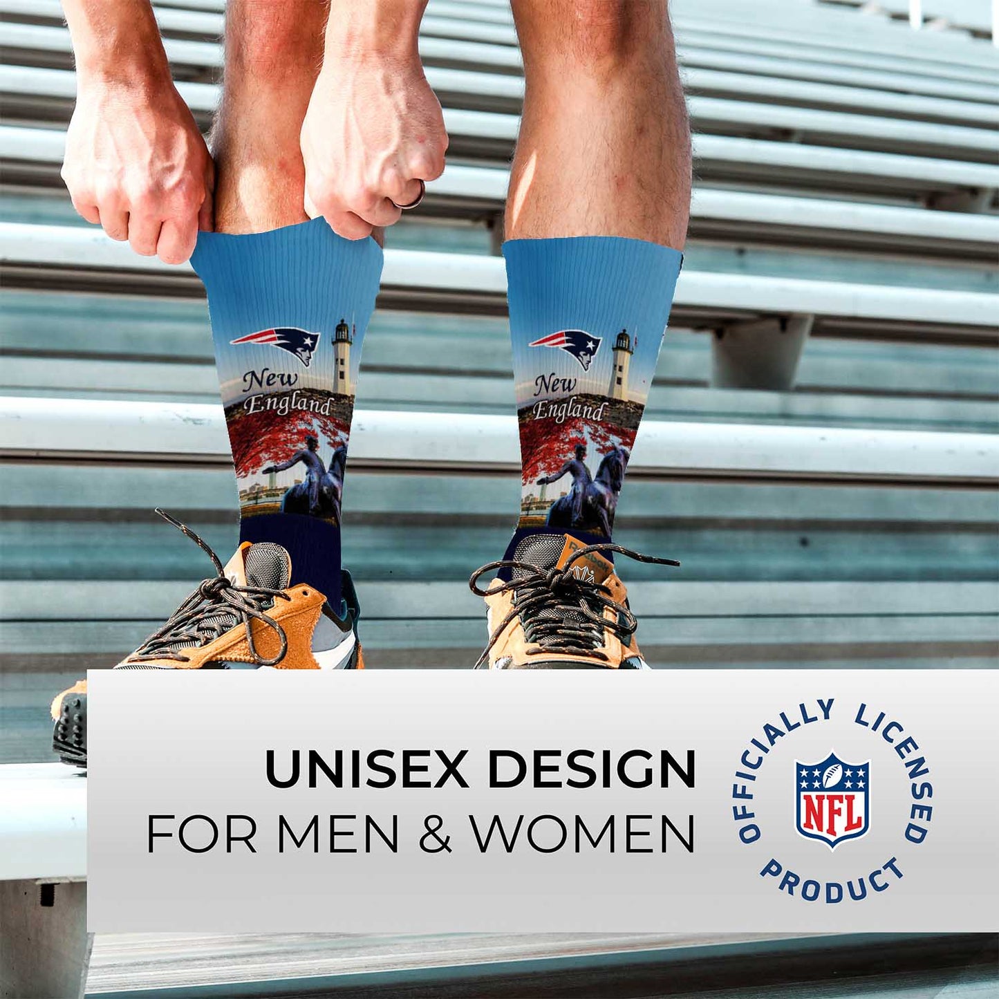 New England Patriots NFL Adult Zoom Location Crew Socks - Navy