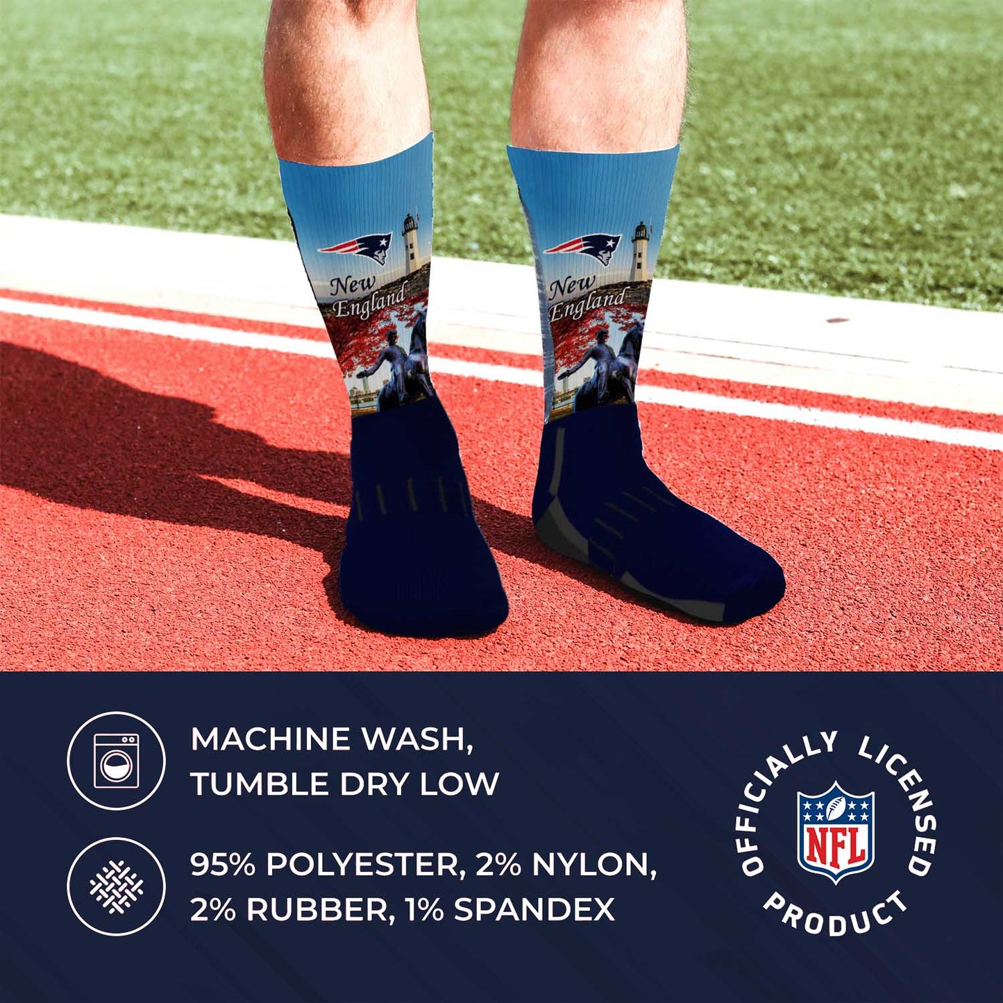 New England Patriots NFL Youth Zoom Location Crew Socks - Navy