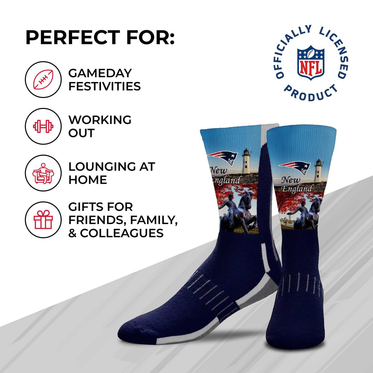 New England Patriots NFL Adult Zoom Location Crew Socks - Navy