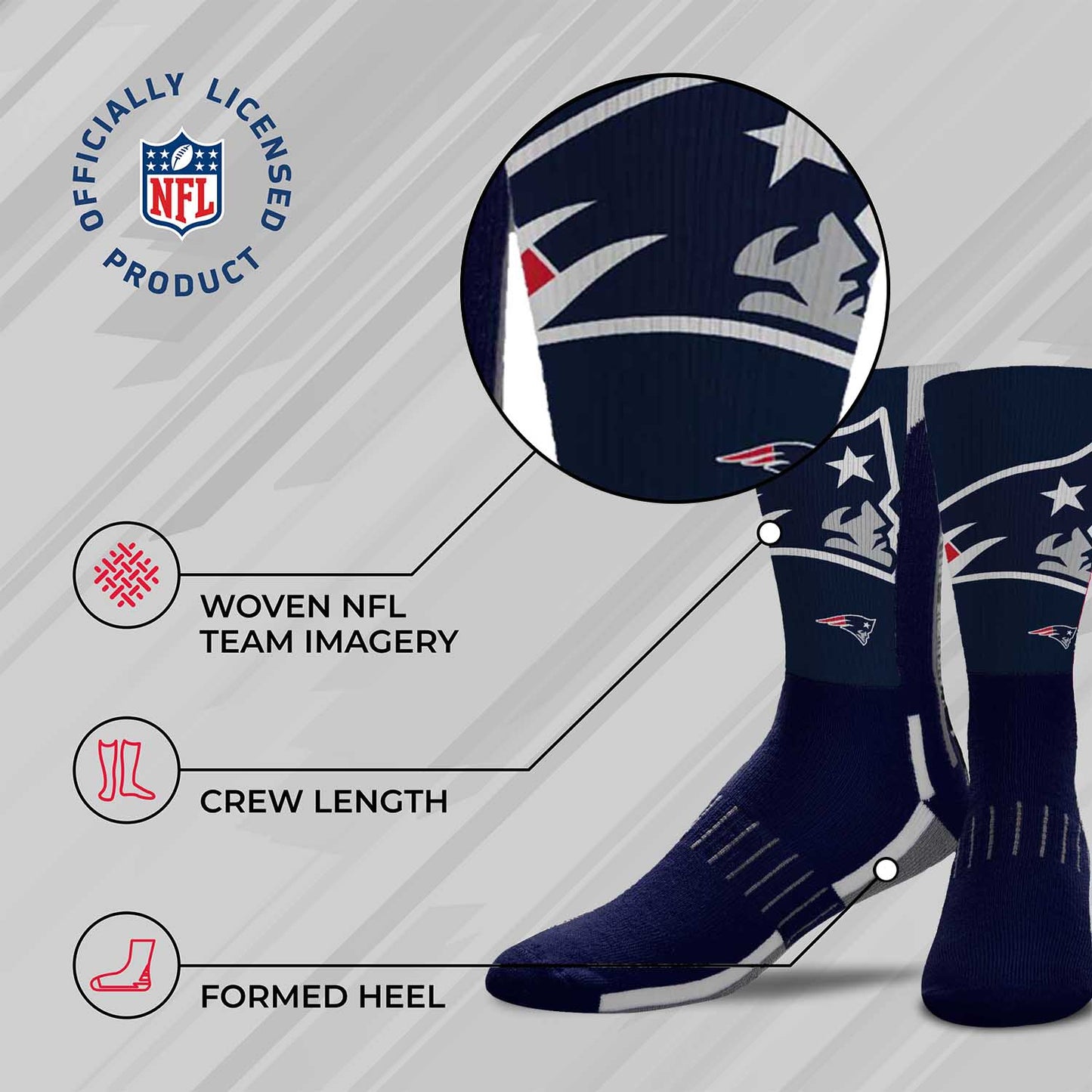 New England Patriots NFL V Curve Socks - Indigo/Navy