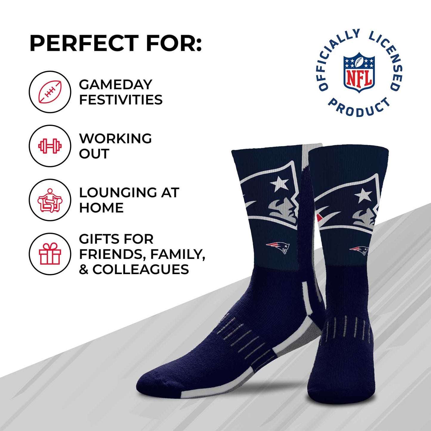 New England Patriots NFL V Curve Socks - Indigo/Navy