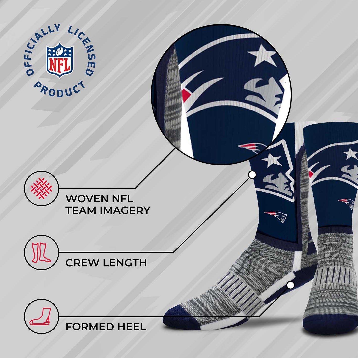 New England Patriots NFL V Curve Socks - Navy