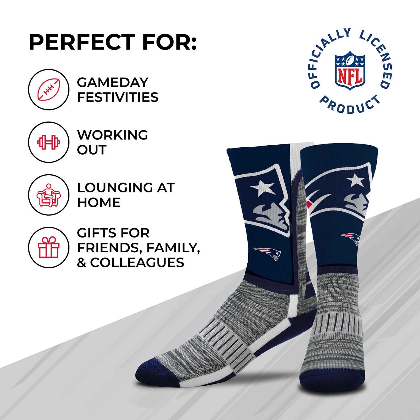 New England Patriots NFL V Curve Socks - Navy