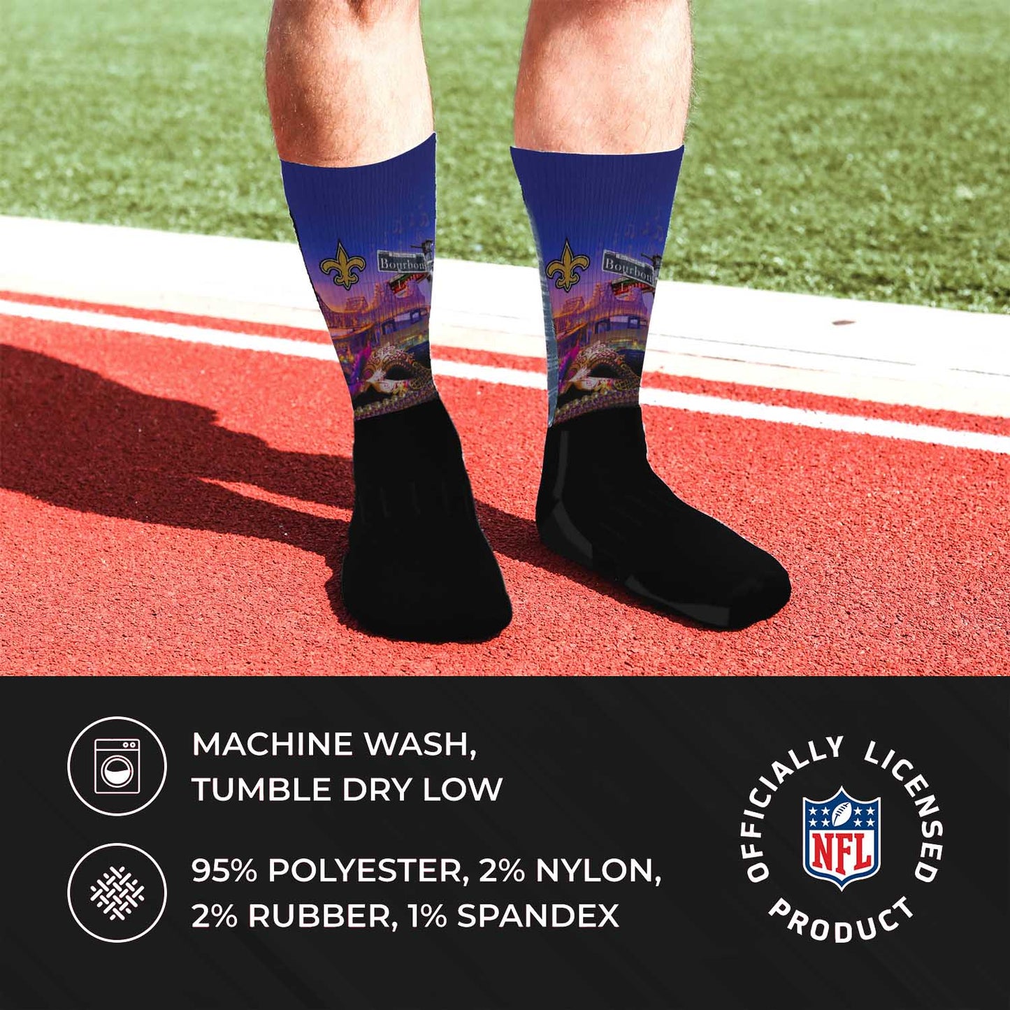 New Orleans Saints NFL Youth Zoom Location Crew Socks - Black