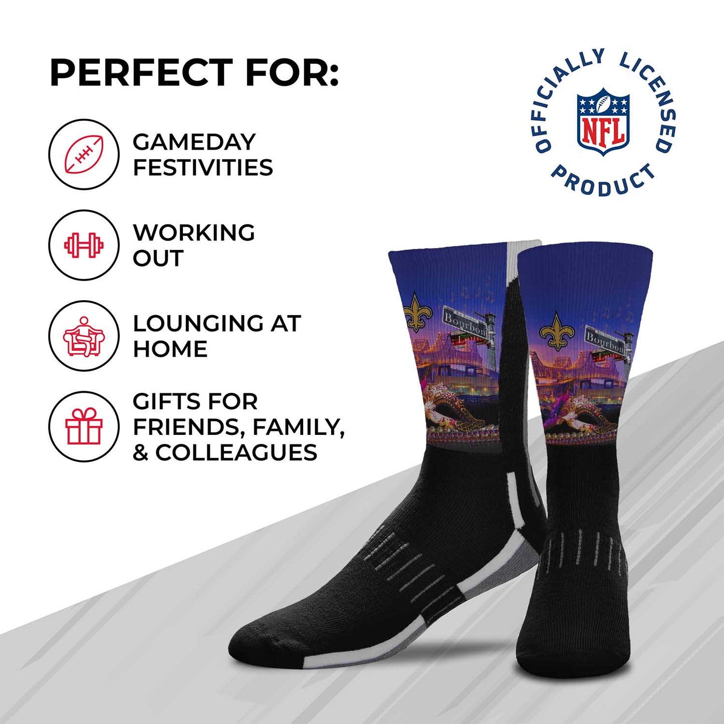 New Orleans Saints NFL Adult Zoom Location Crew Socks - Black