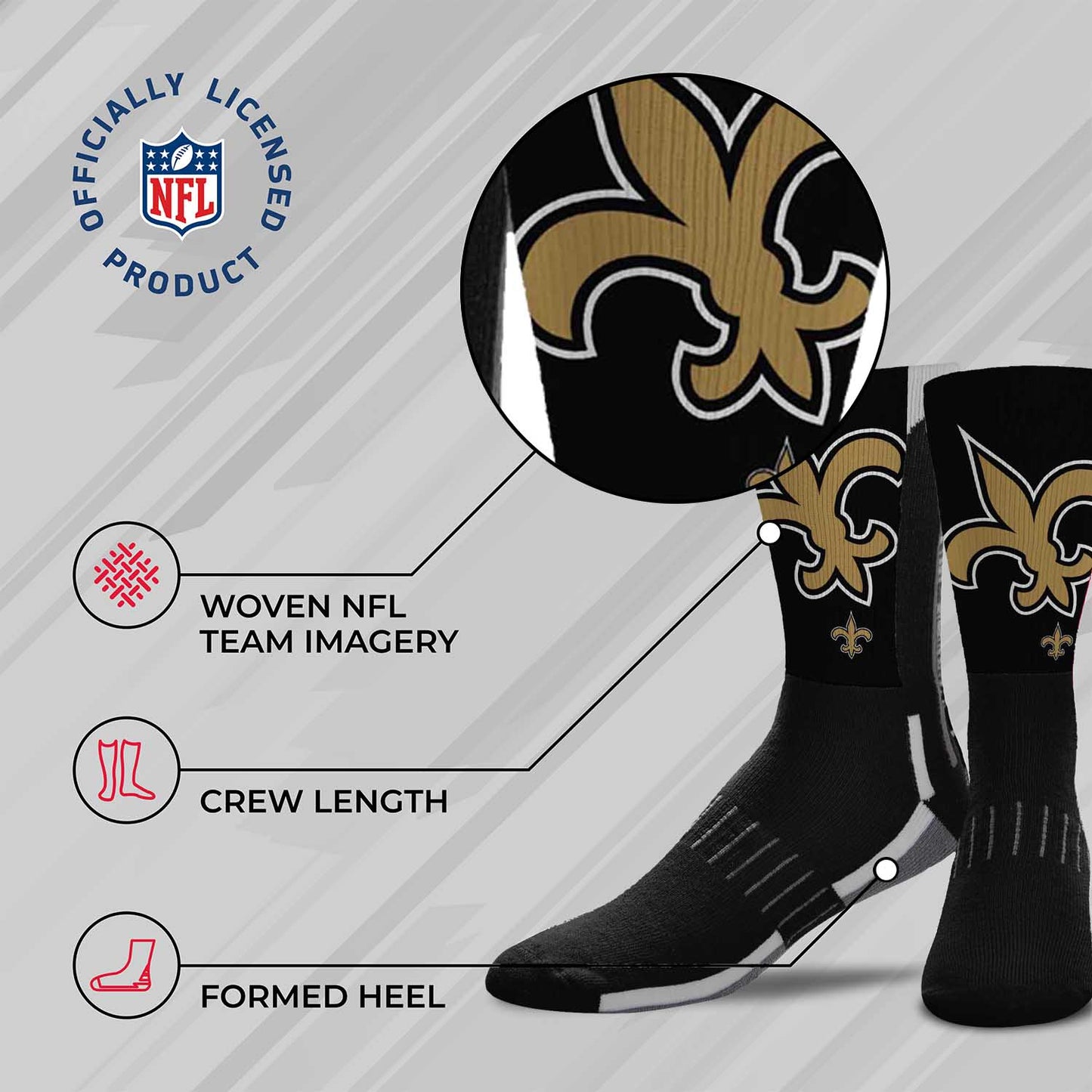 New Orleans Saints NFL Adult Curve Socks - Team Color
