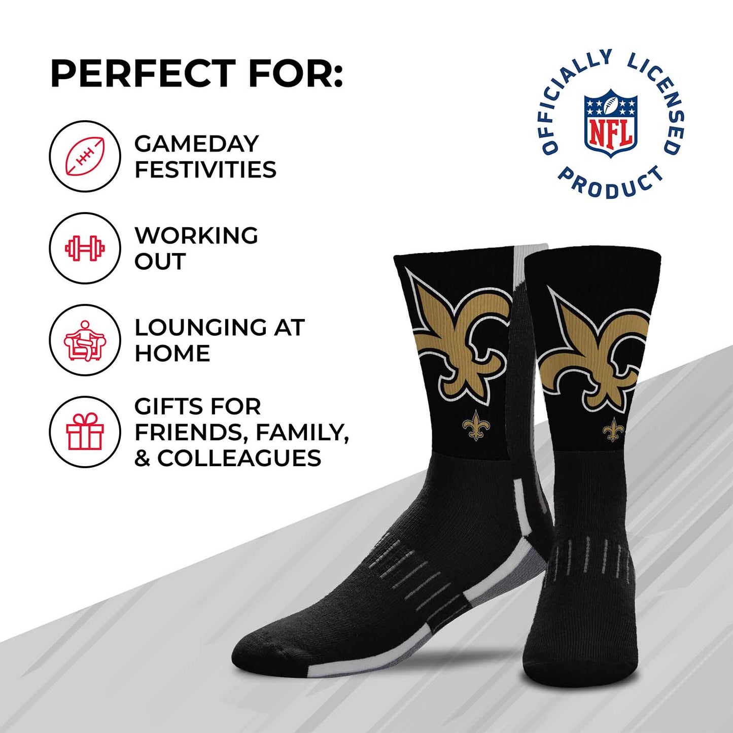 New Orleans Saints NFL Adult Curve Socks - Team Color
