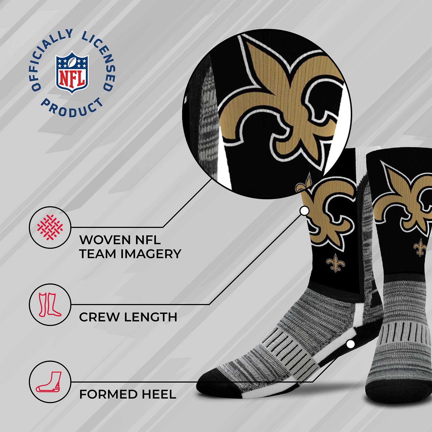 New Orleans Saints NFL Adult Curve Socks - Black