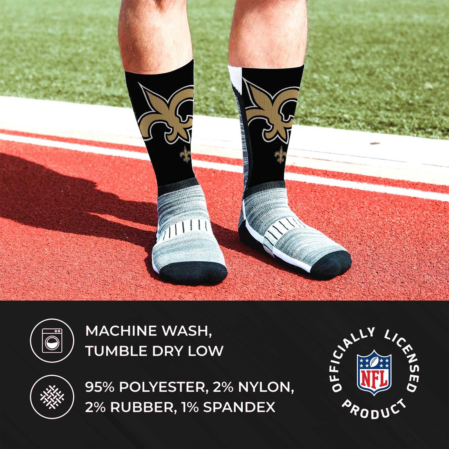 New Orleans Saints NFL Adult Curve Socks - Black