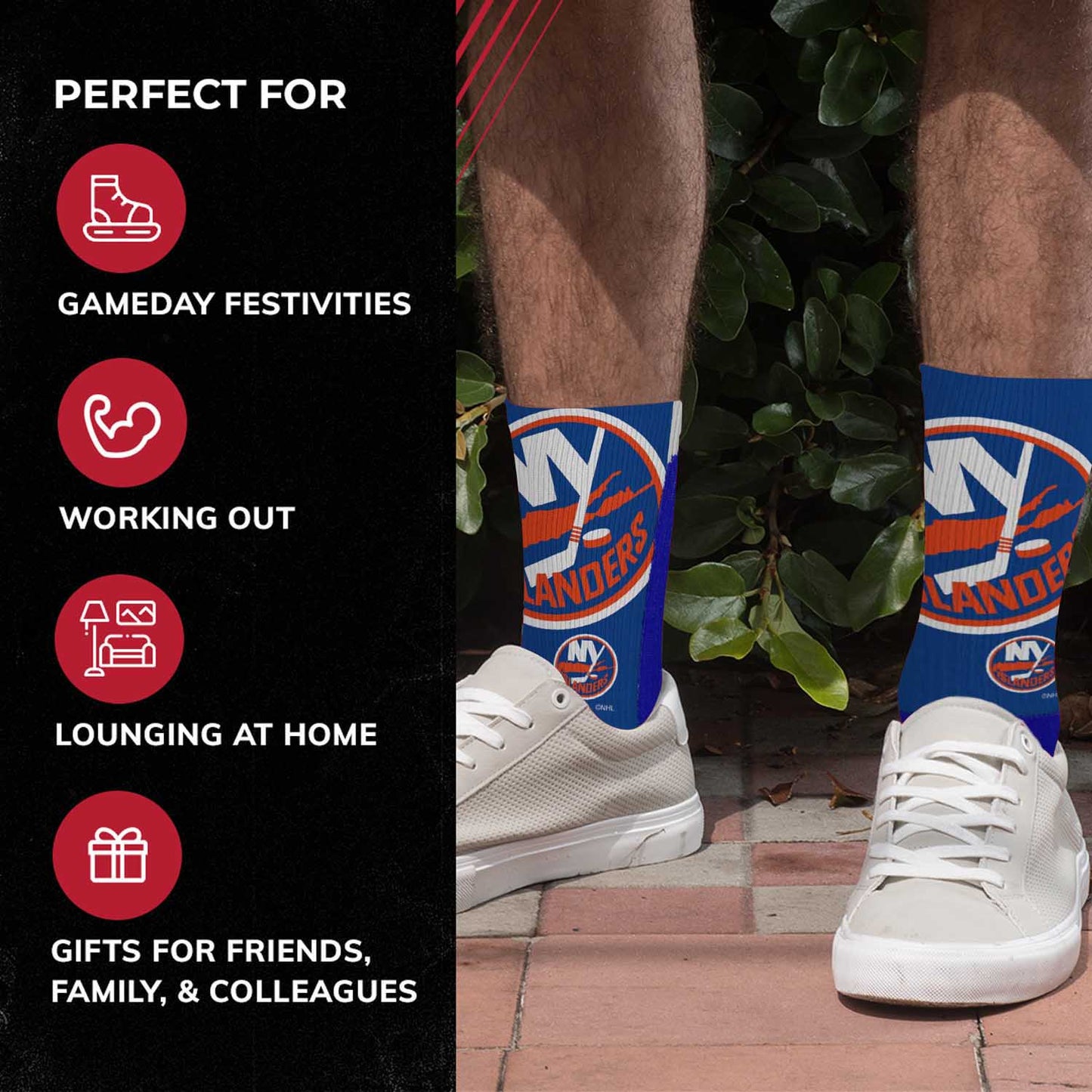 New York Islanders Adult NHL Zoom Curve Team Crew Socks - Royal