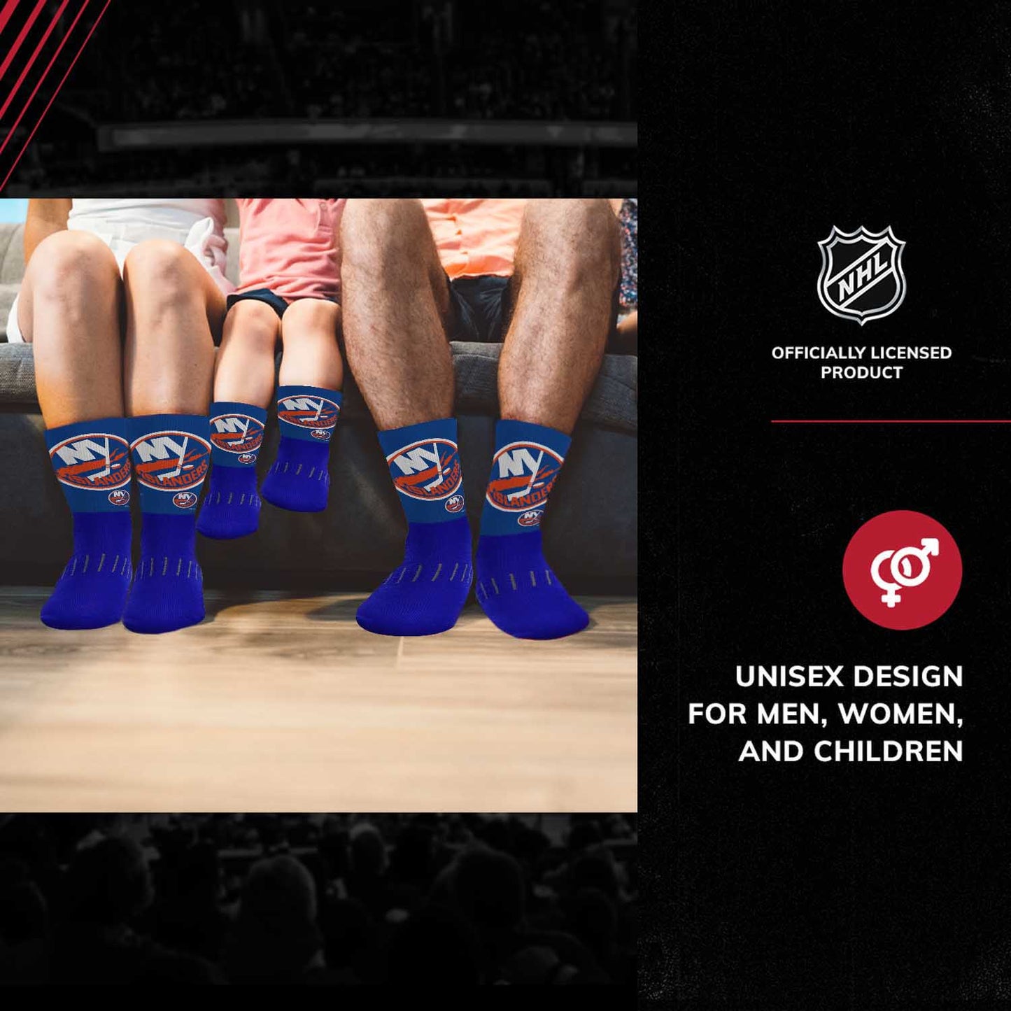 New York Islanders Adult NHL Zoom Curve Team Crew Socks - Royal