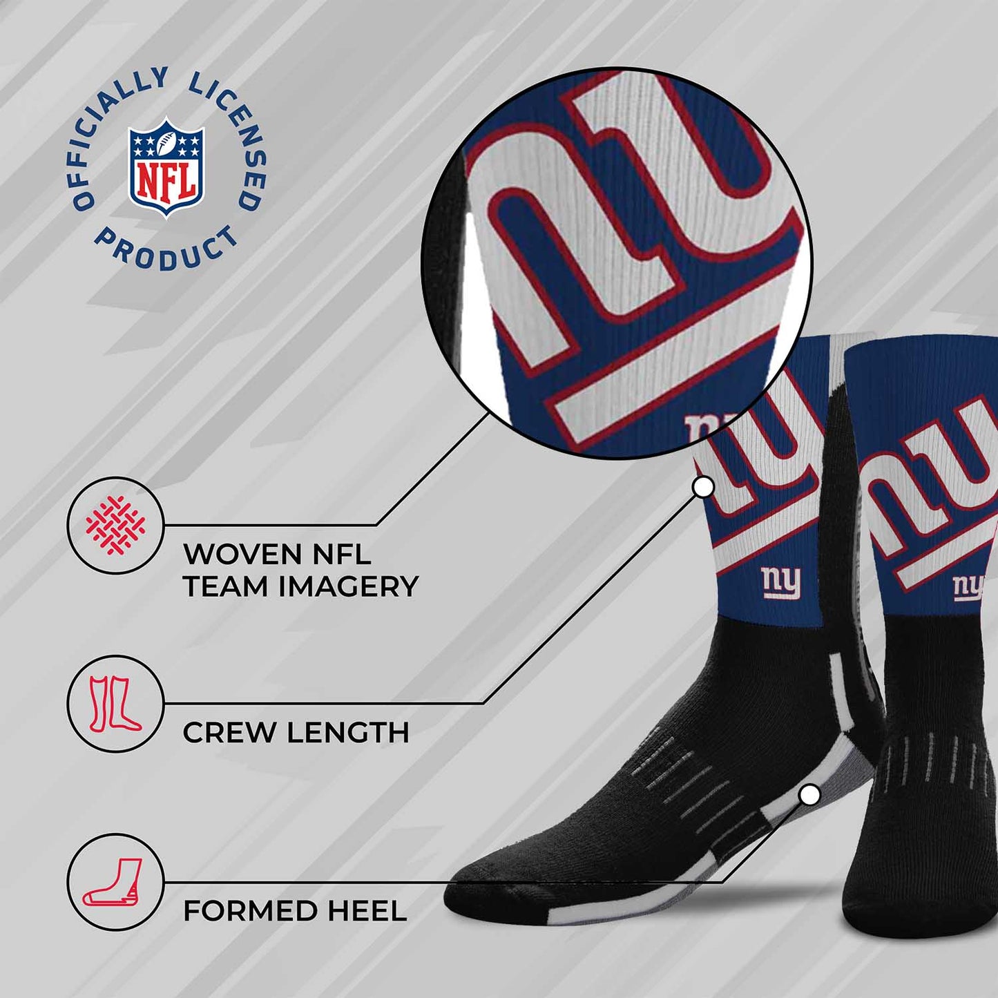 New York Giants NFL Youth V Curve Socks - Black