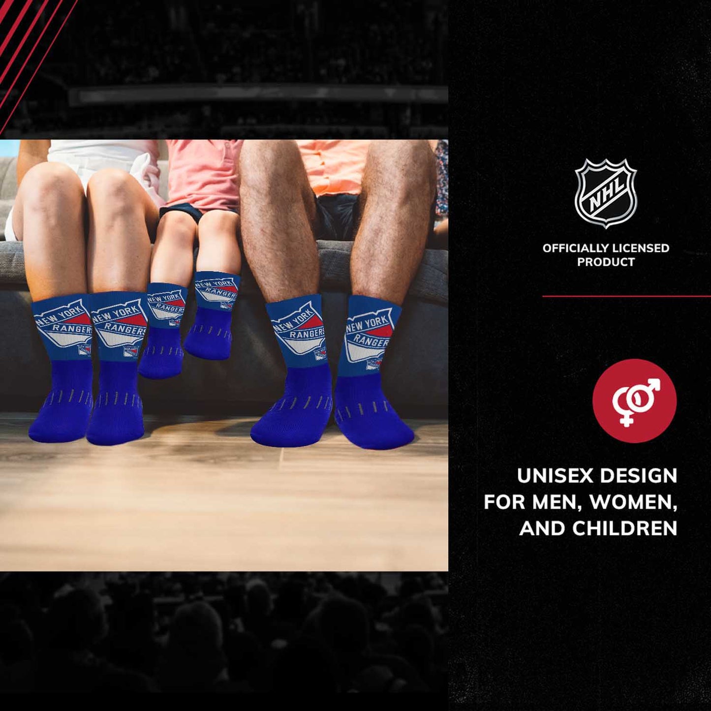 New York Rangers Adult NHL Zoom Curve Team Crew Socks - Royal