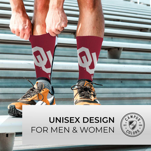 Oklahoma Sooners NCAA Adult State and University Crew Socks - Crimson