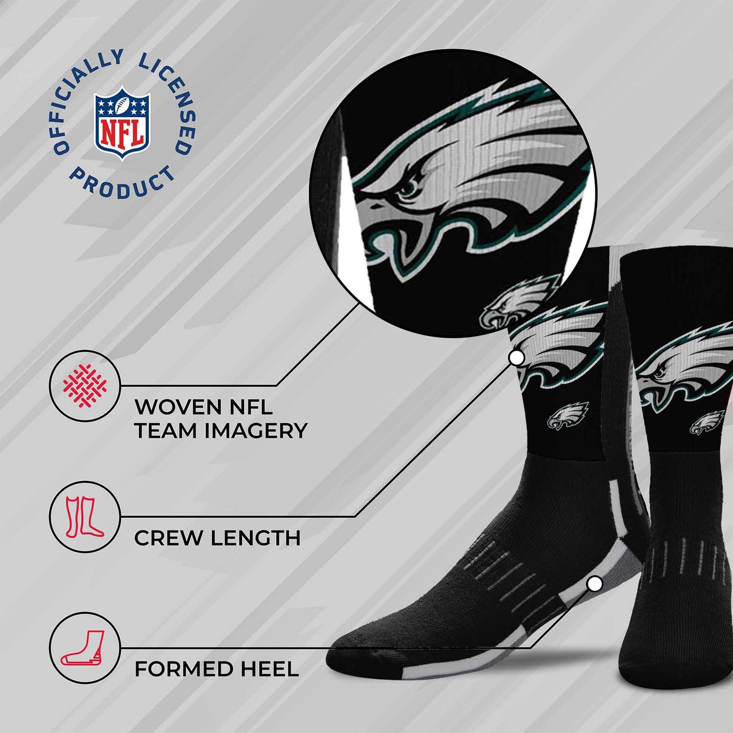 Philadelphia Eagles NFL V Curve Socks - Charcoal
