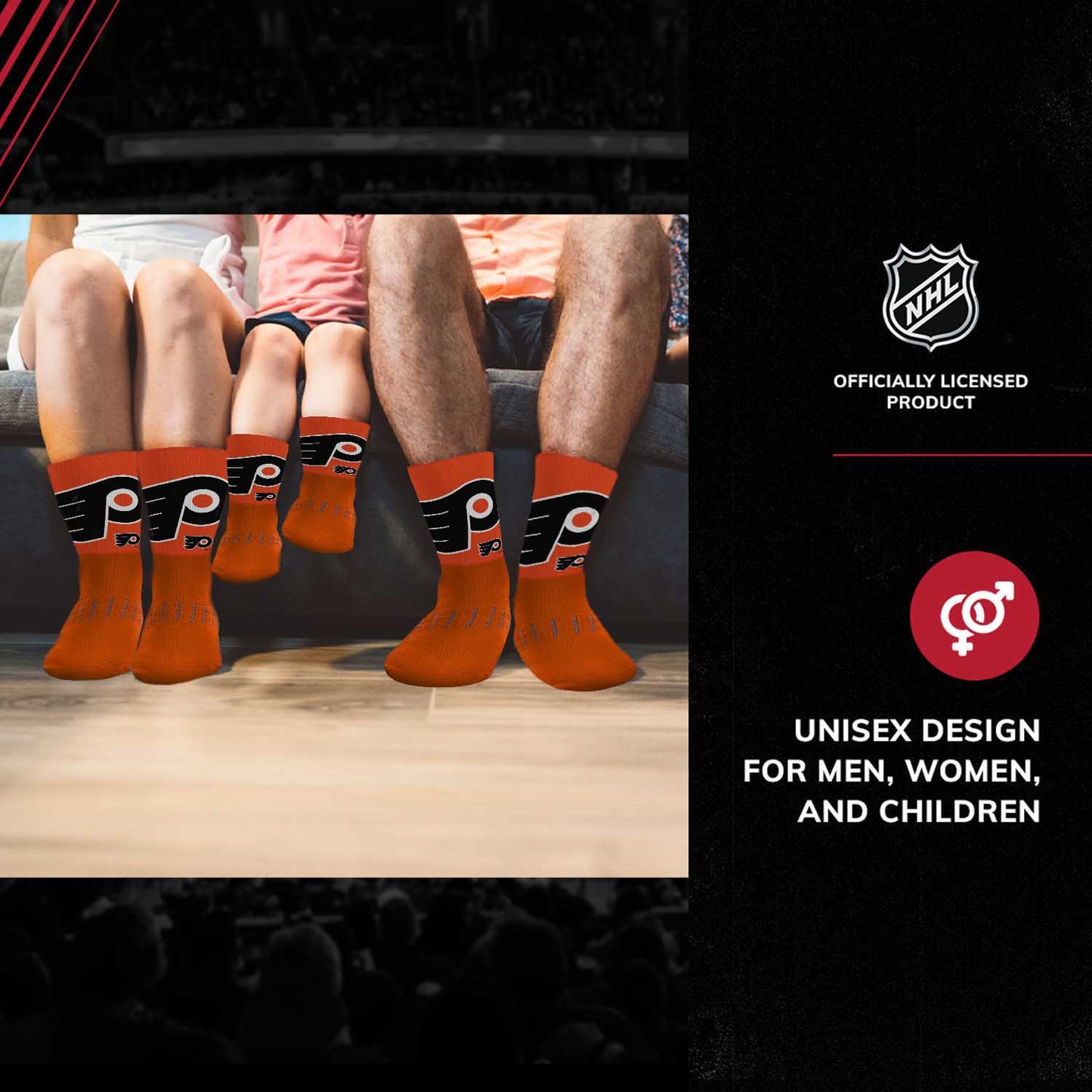 Philadelphia Flyers Adult NHL Zoom Curve Team Crew Socks - Orange