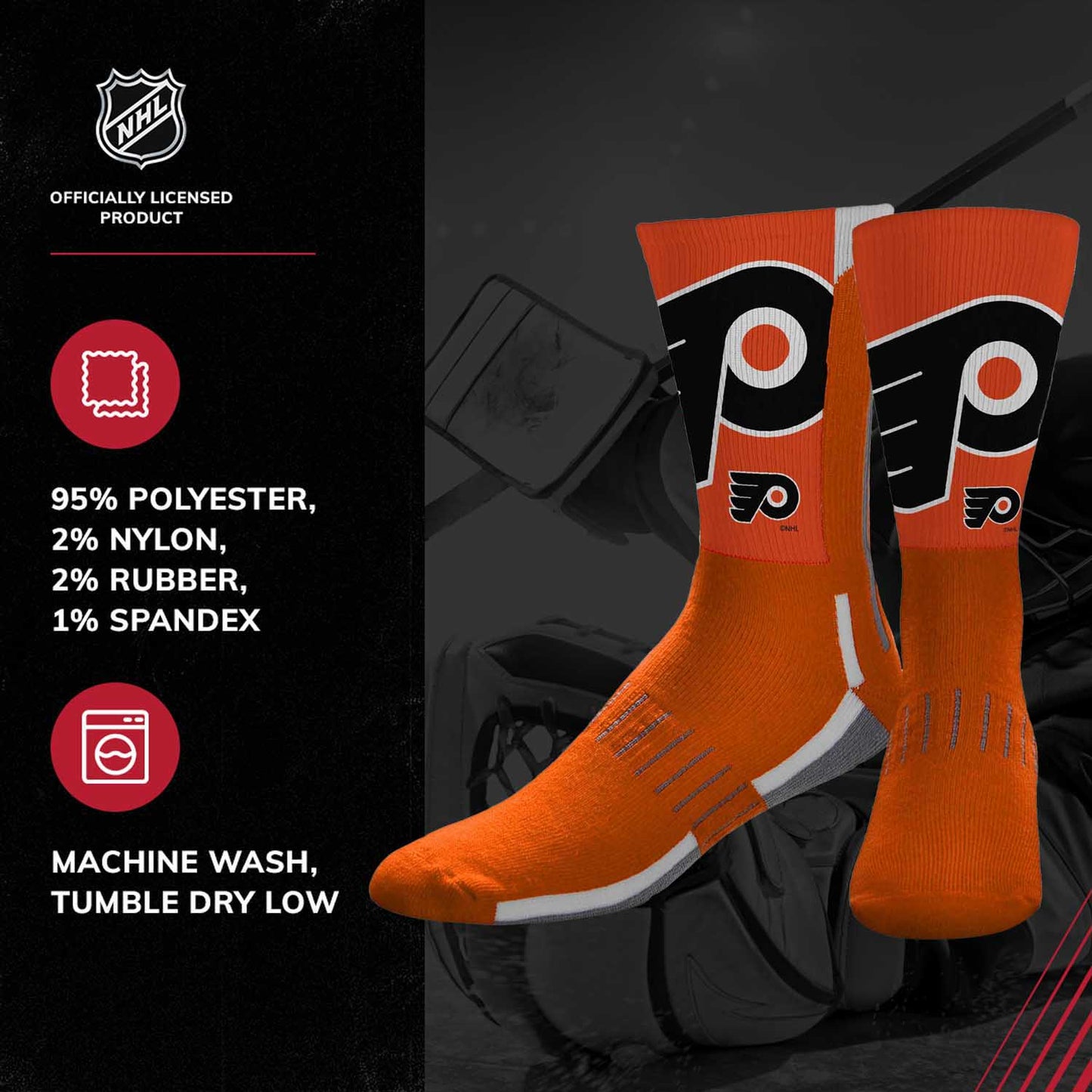 Philadelphia Flyers Adult NHL Zoom Curve Team Crew Socks - Orange