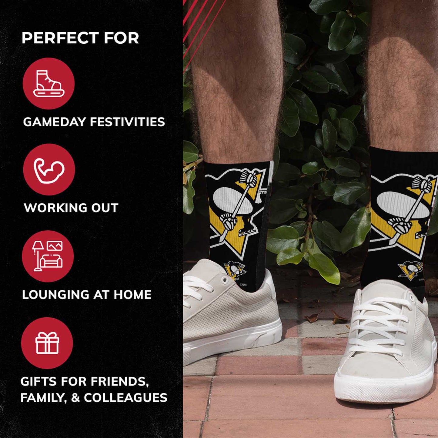 Pittsburgh Penguins Youth NHL Zoom Curve Team Crew Socks - Black