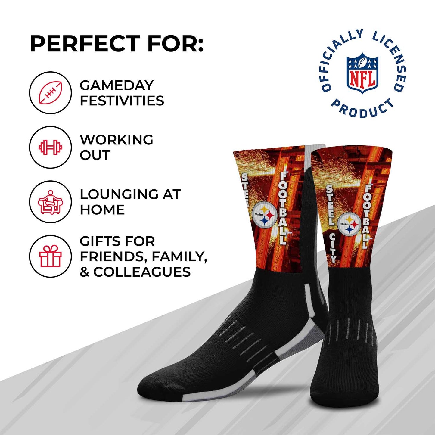 Pittsburgh Steelers NFL Youth Zoom Location Crew Socks - Black