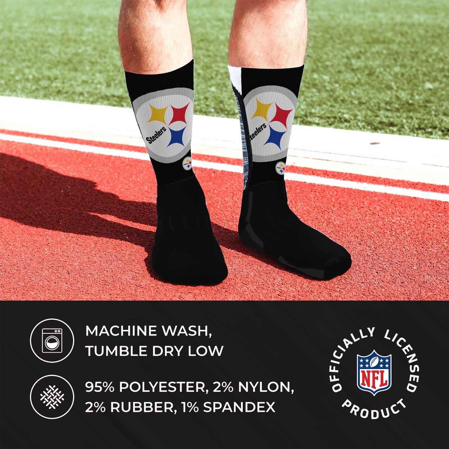 Pittsburgh Steelers NFL V Curve Socks - Charcoal
