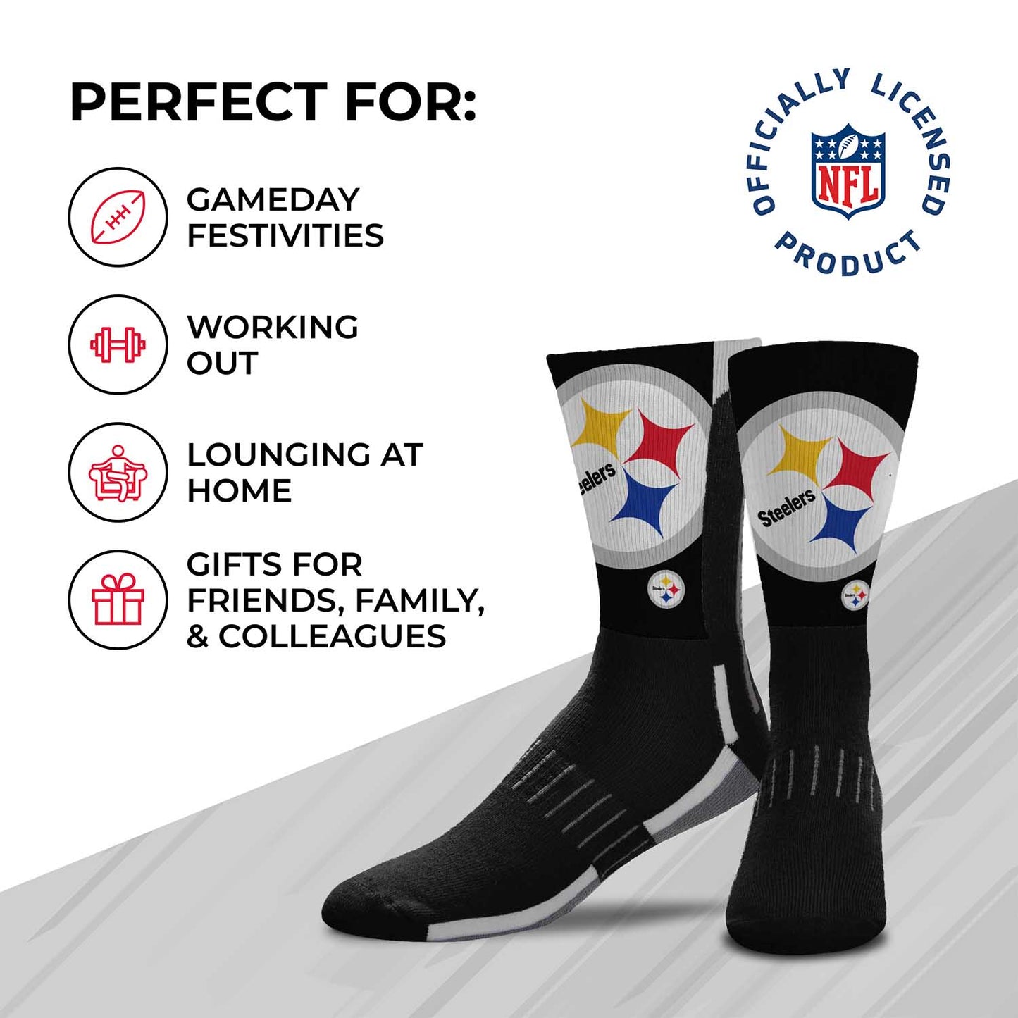 Pittsburgh Steelers NFL V Curve Socks - Charcoal