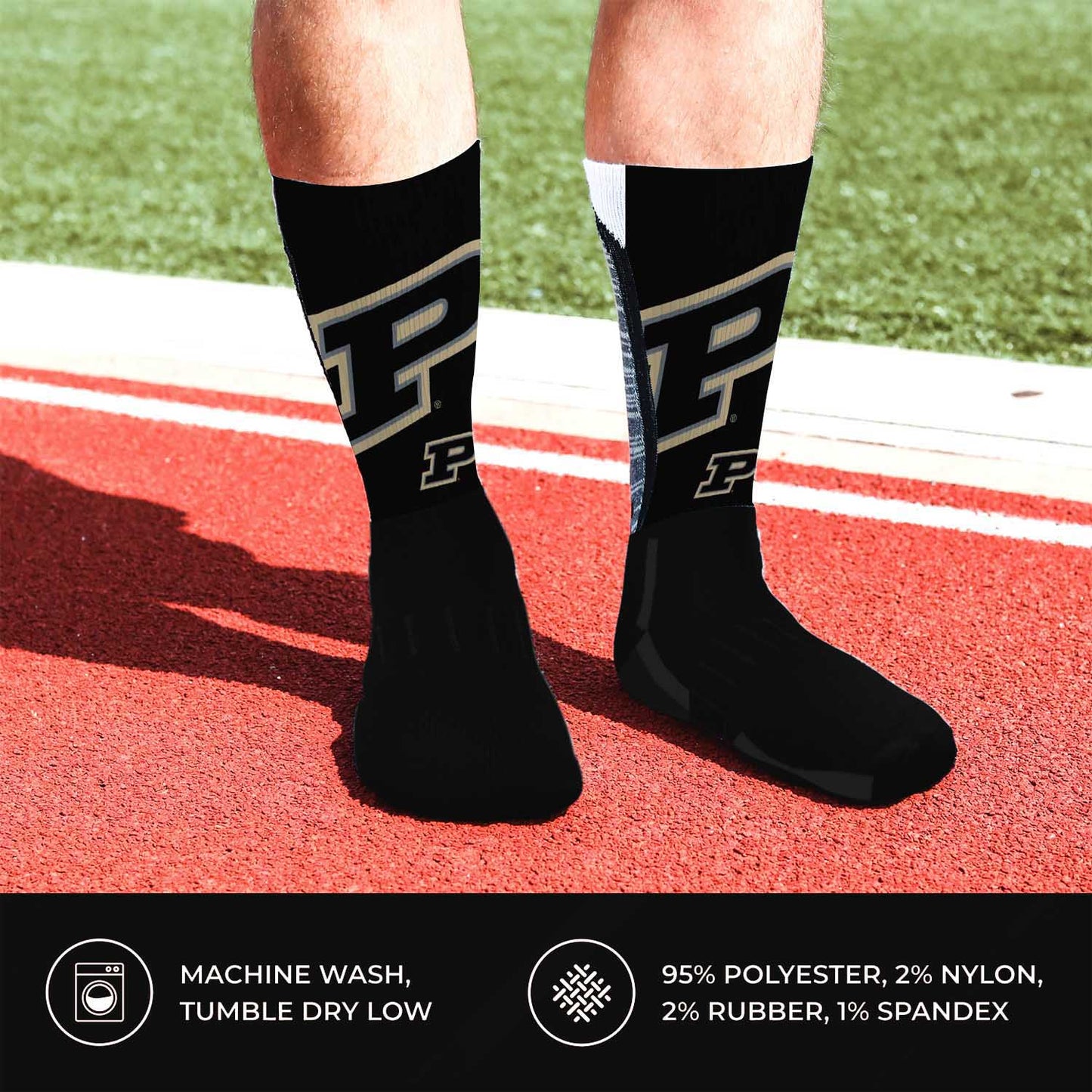 Purdue Boilermakers NCAA Adult State and University Crew Socks - Charcoal