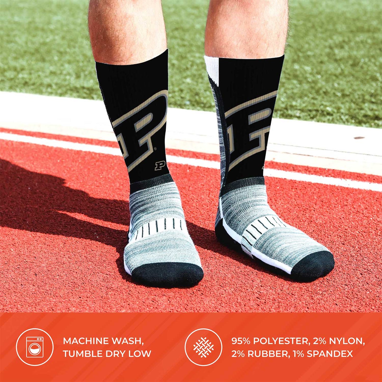 Purdue Boilermakers NCAA Adult State and University Crew Socks - Black