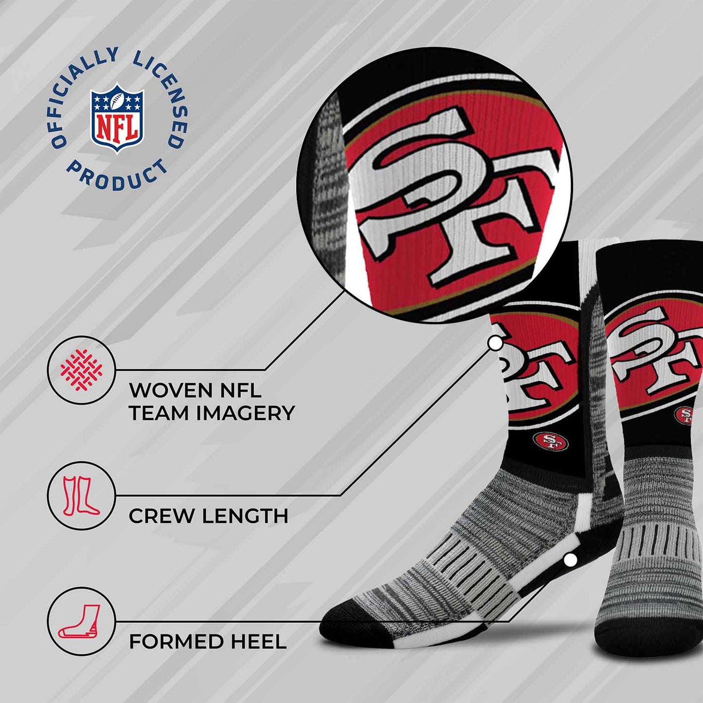 San Francisco 49ers NFL V Curve Socks - Black