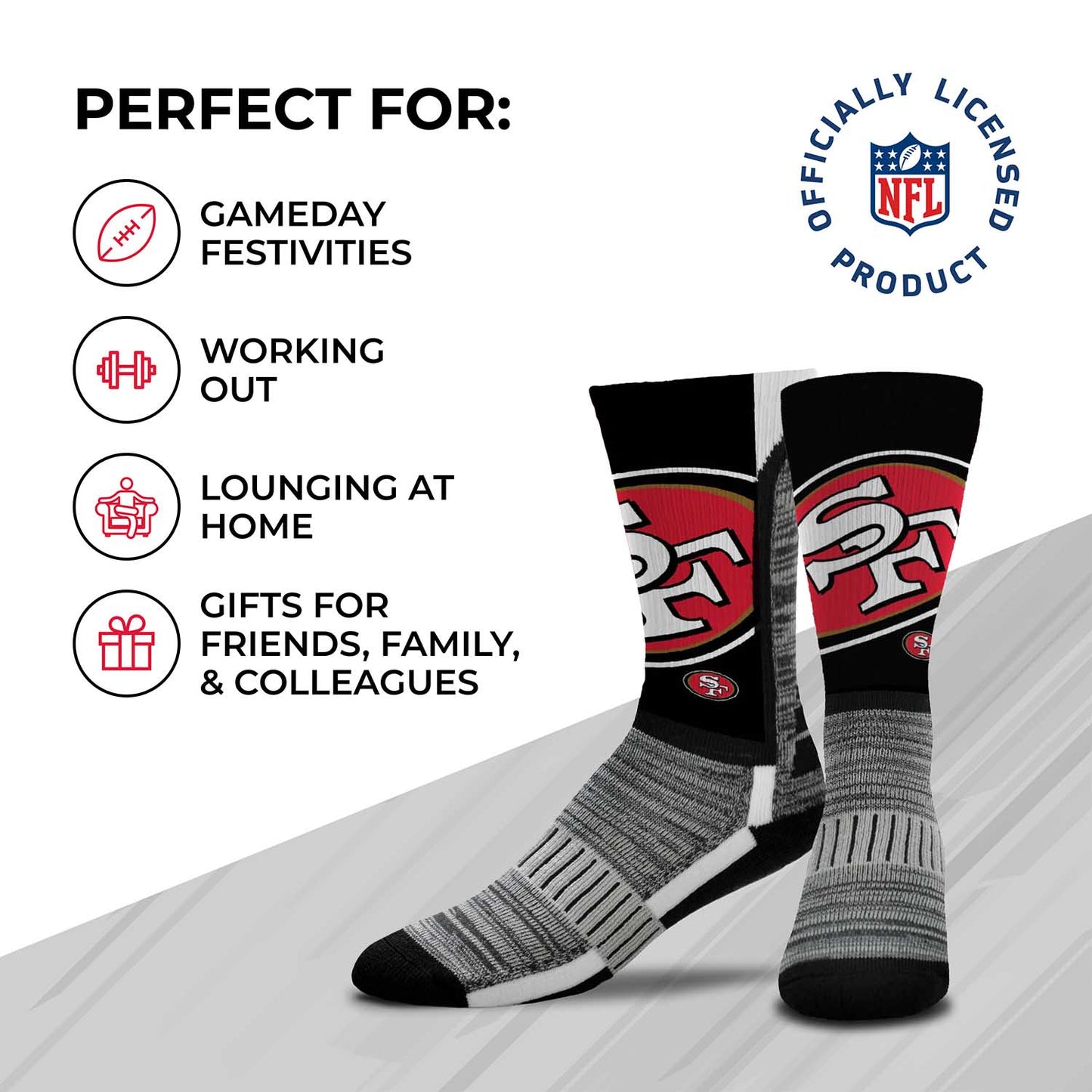 San Francisco 49ers NFL V Curve Socks - Black