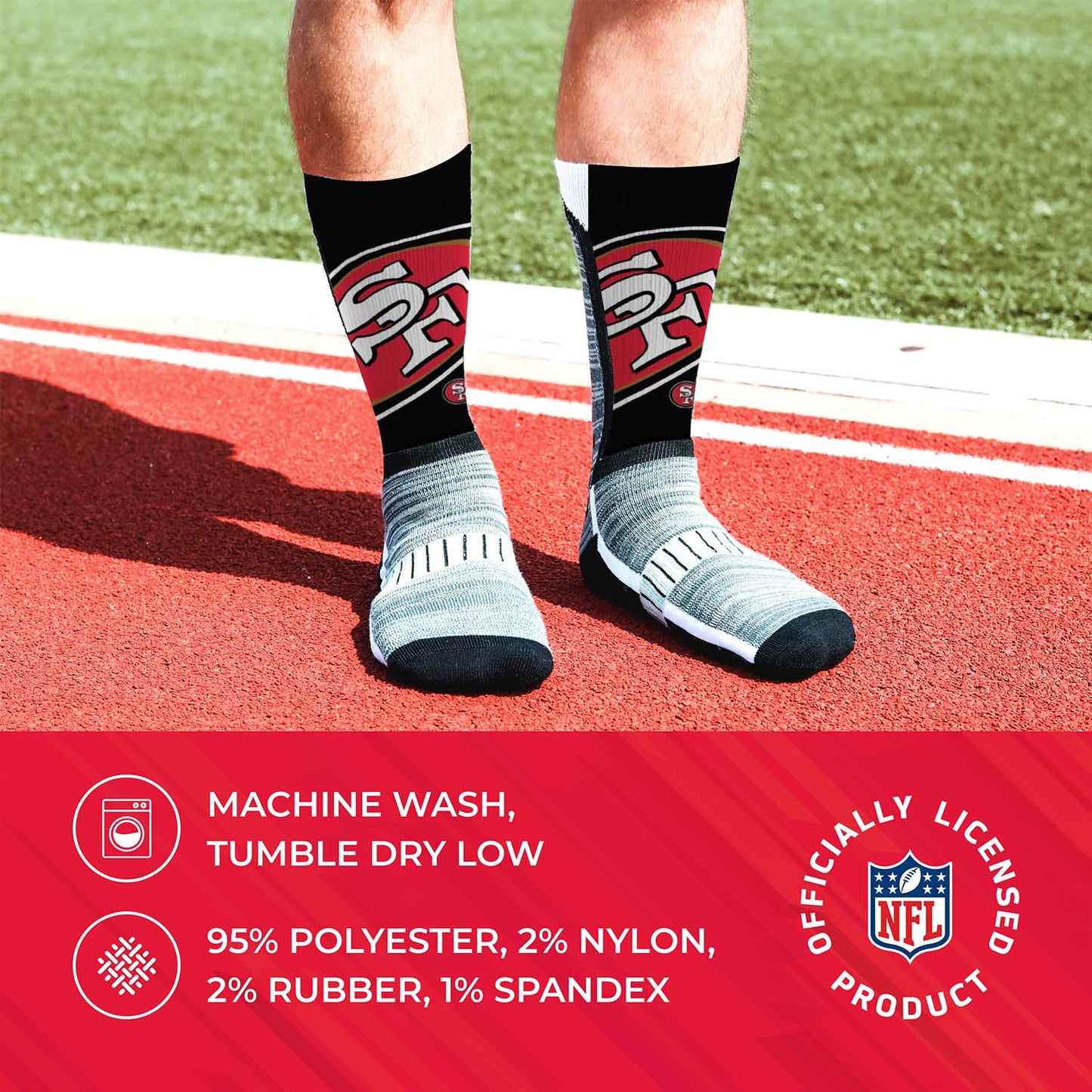San Francisco 49ers NFL V Curve Socks - Black