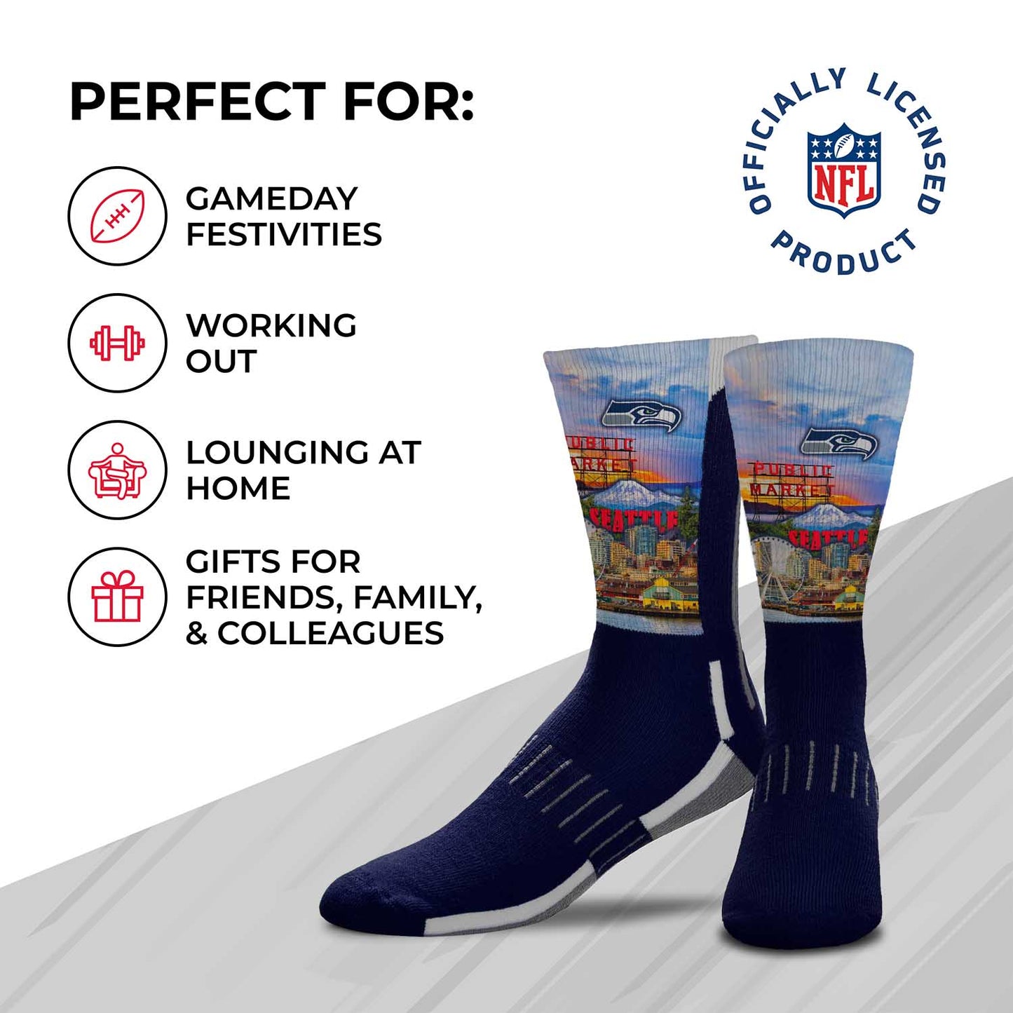 Seattle Seahawks NFL Adult Zoom Location Crew Socks - Navy