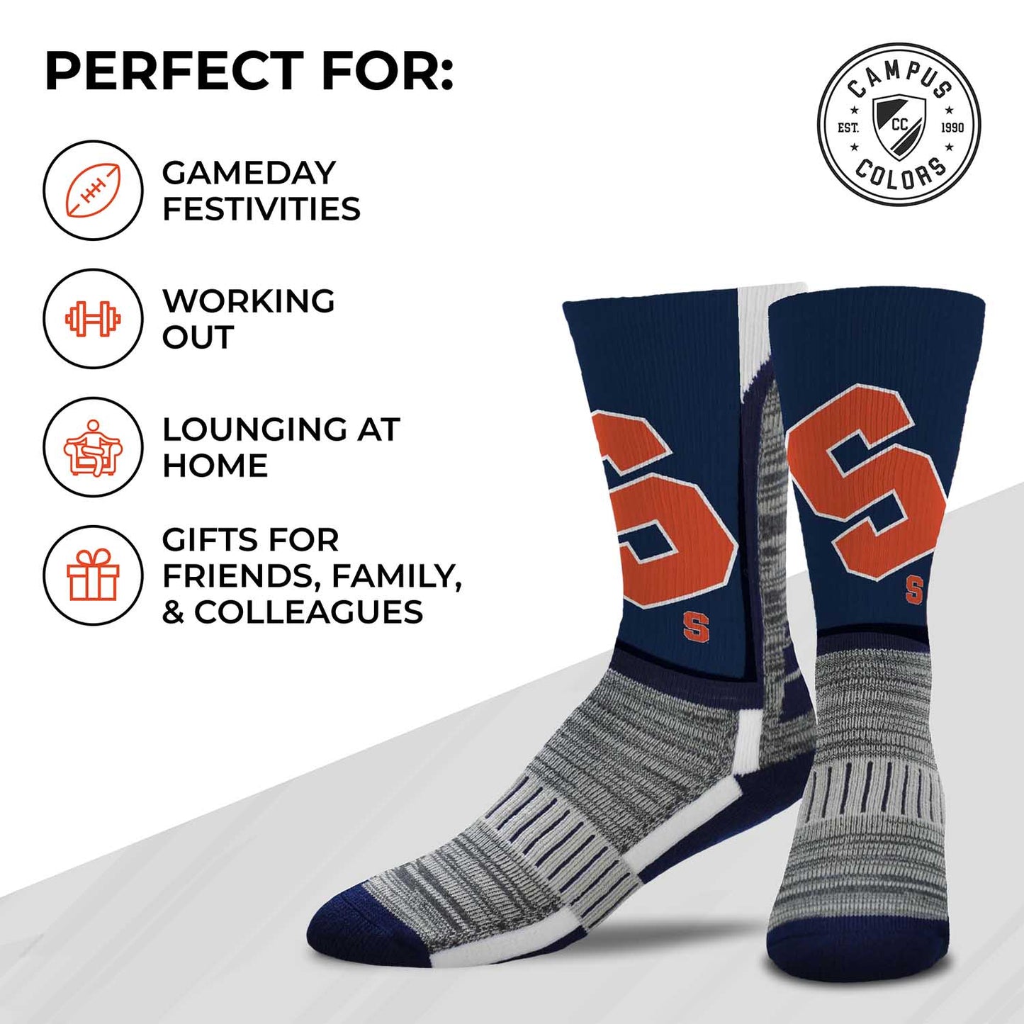 Syracuse Orange NCAA Adult State and University Crew Socks - Navy