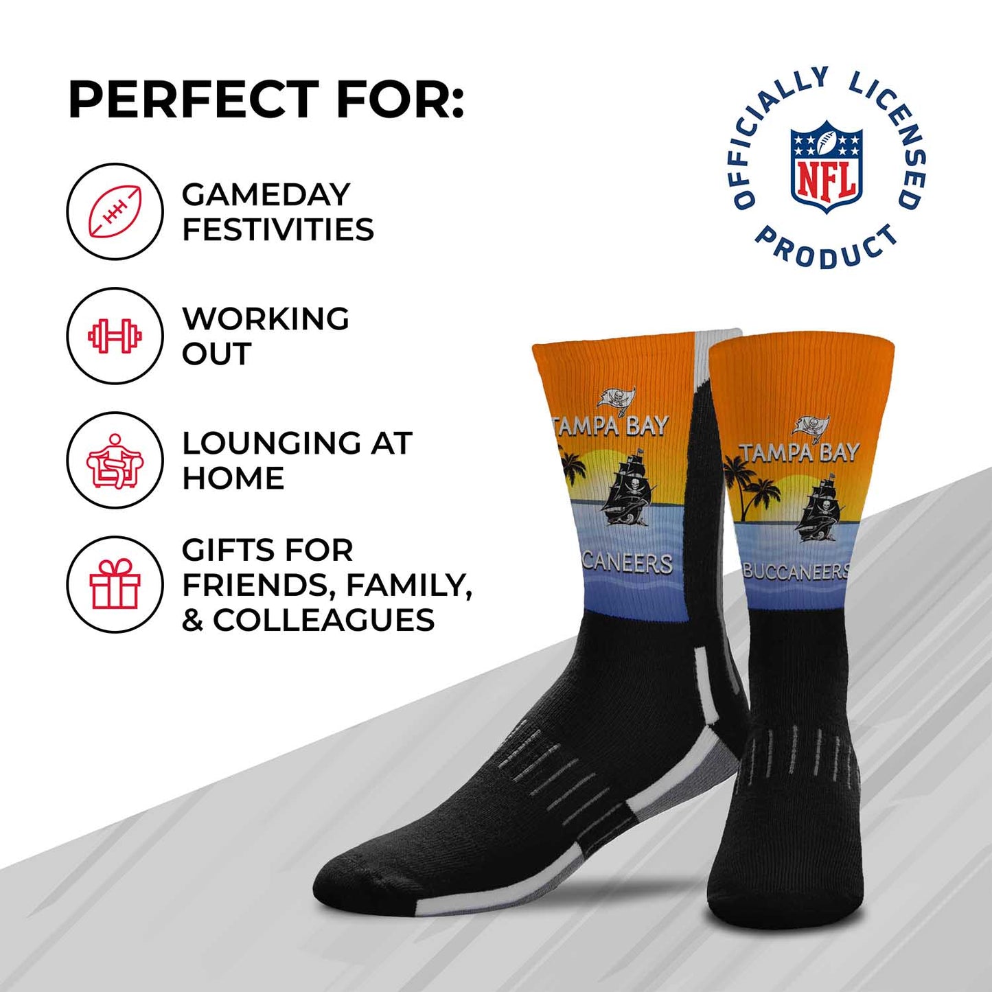 Tampa Bay Buccaneers NFL Adult Zoom Location Crew Socks - Black