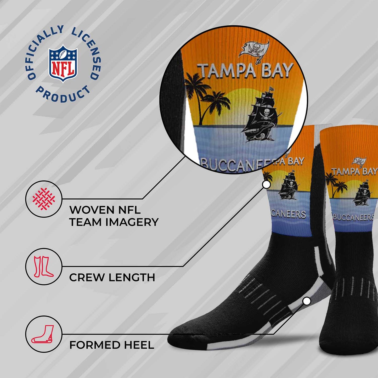 Tampa Bay Buccaneers NFL Adult Zoom Location Crew Socks - Black