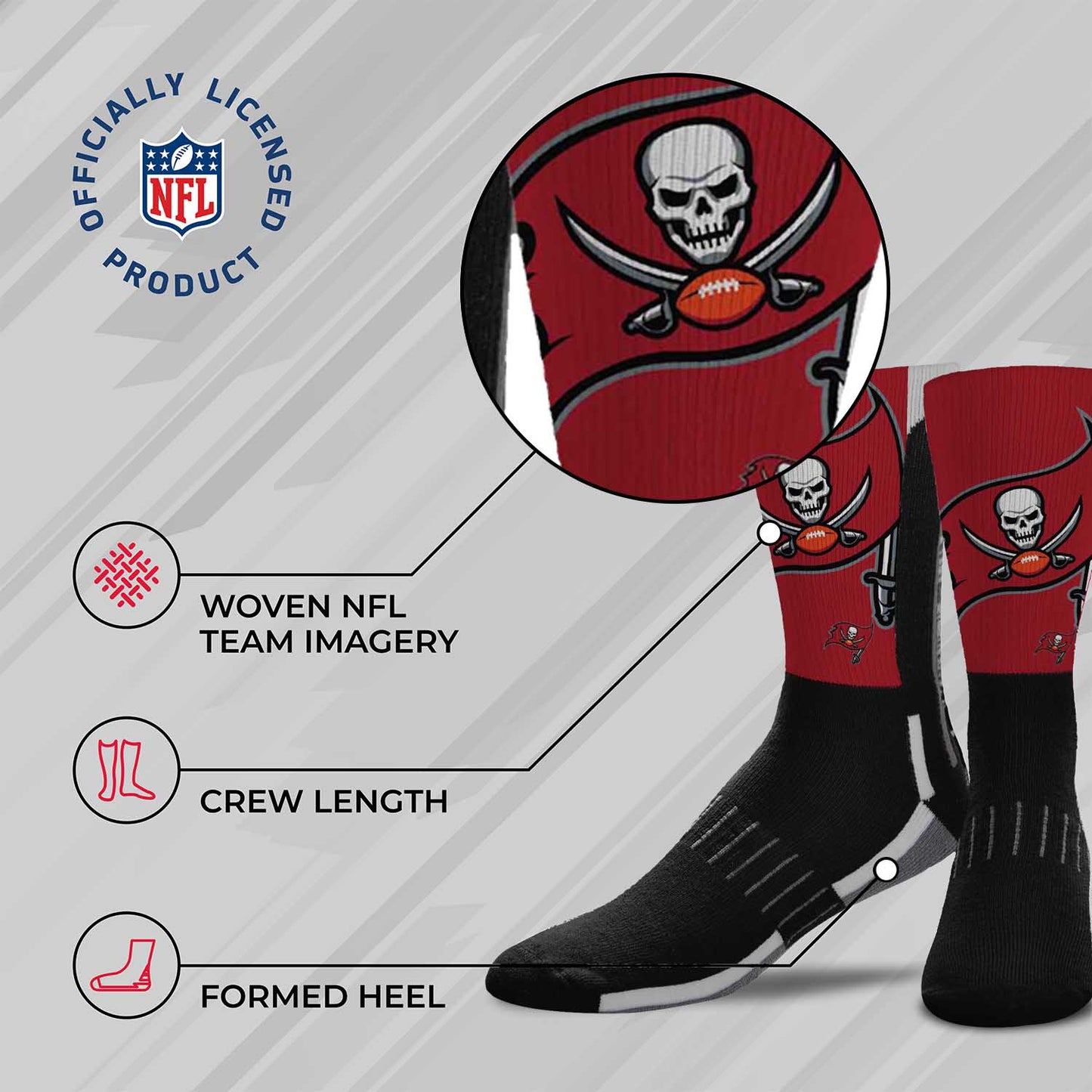 Tampa Bay Buccaneers NFL Youth V Curve Socks - Black