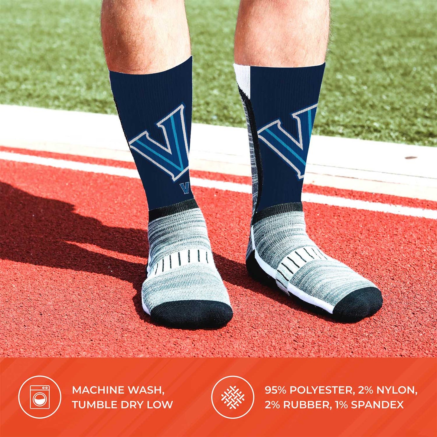 Villanova Wildcats NCAA Adult State and University Crew Socks - Navy