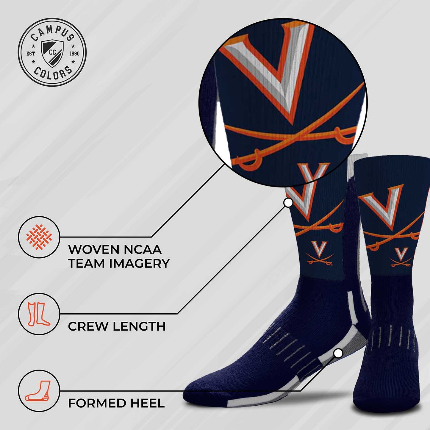 Virginia Cavaliers NCAA Youth University Socks - Blue
