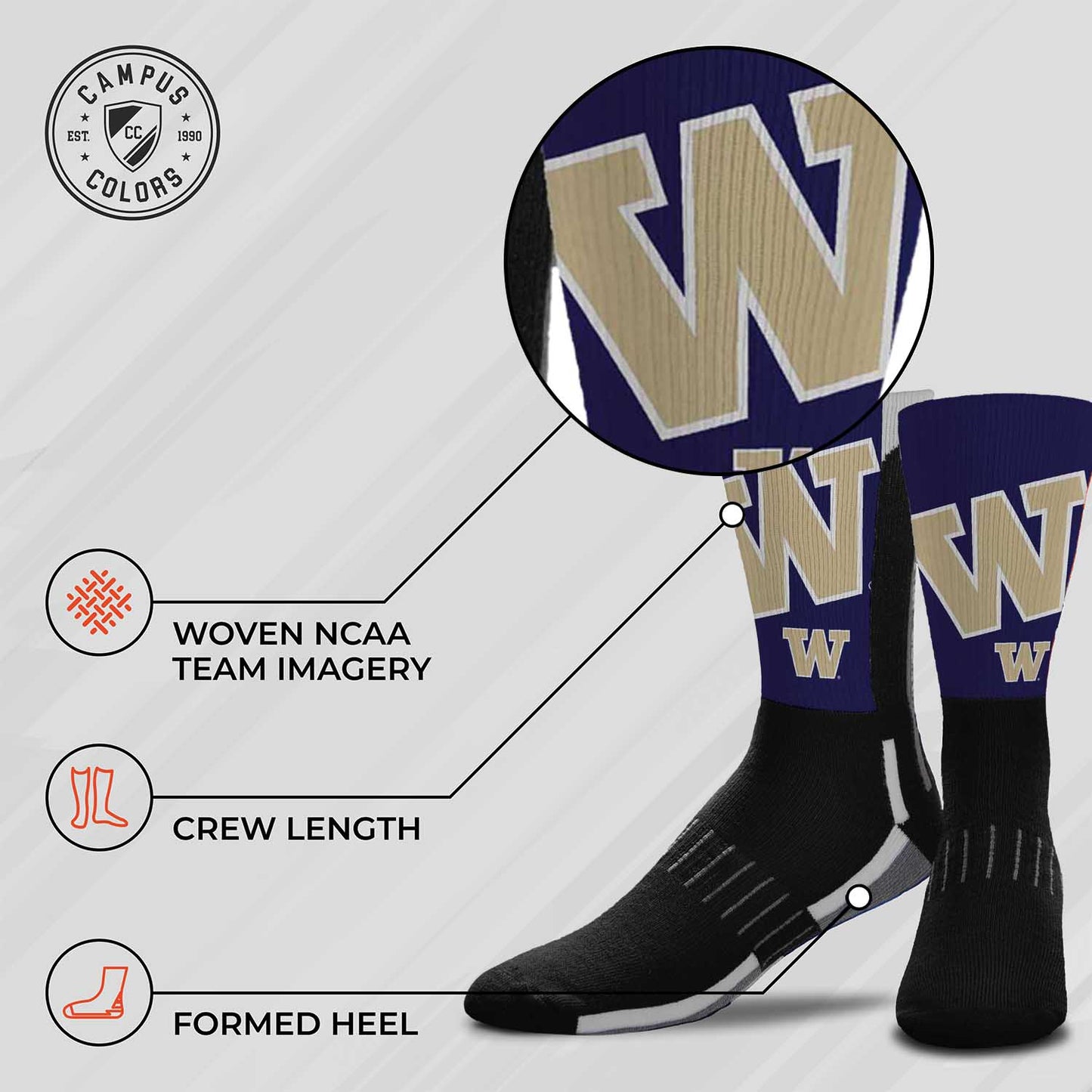 Washington Huskies NCAA Youth University Socks - Purple