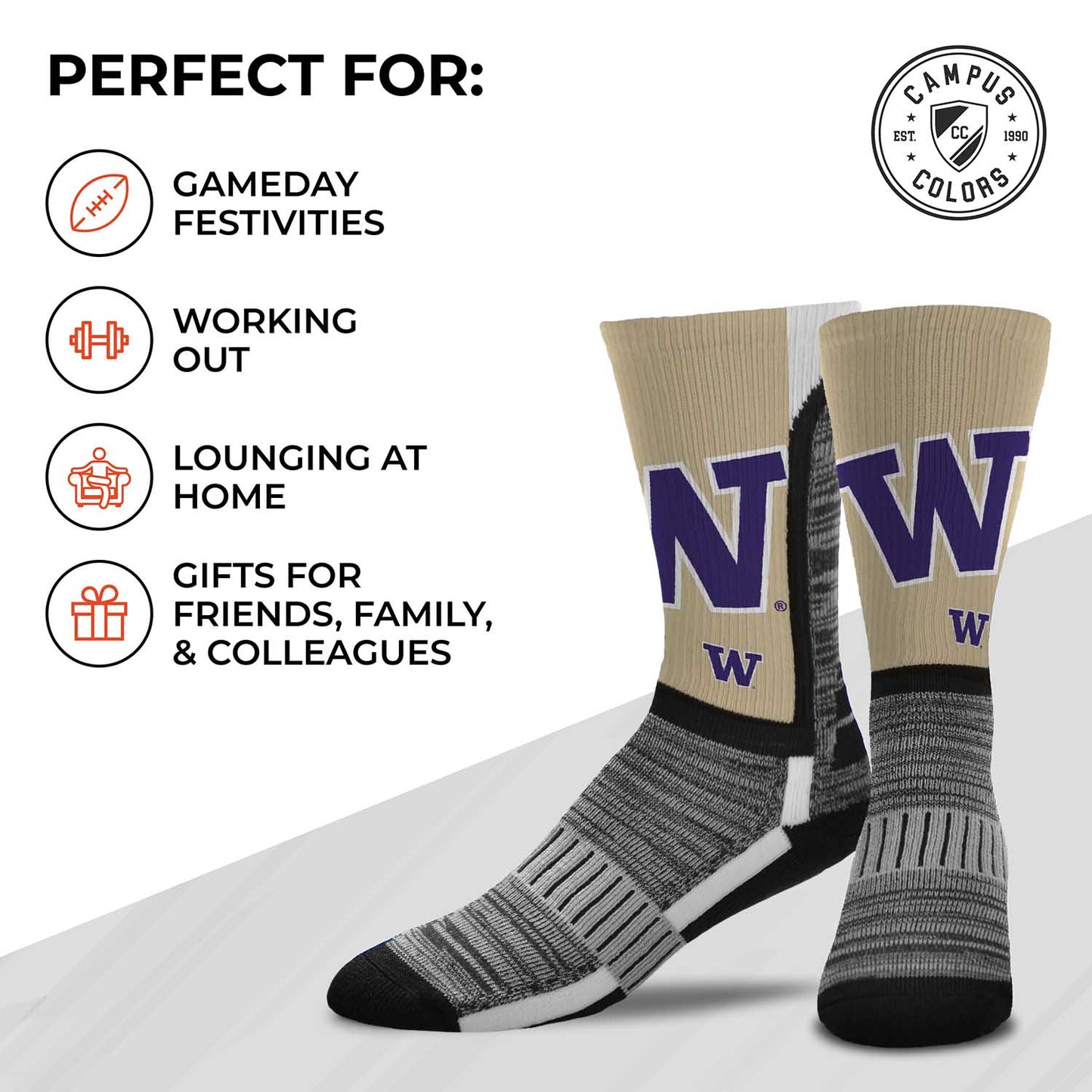 Washington Huskies NCAA Youth University Socks - Team Color