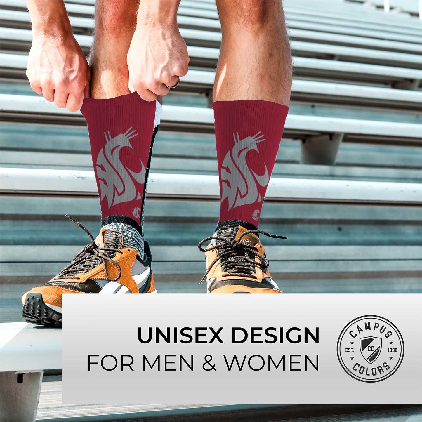Washington State Cougars NCAA Adult State and University Crew Socks - Maroon